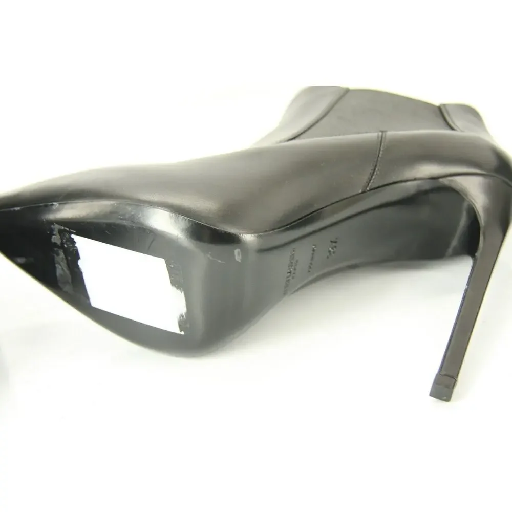 Saint Laurent Black Leather Paris Pointed Toe Ankle Boots Size 39.5 NIB YSL Yves
